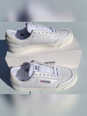 Superga White Leather Low-Top Sneakers